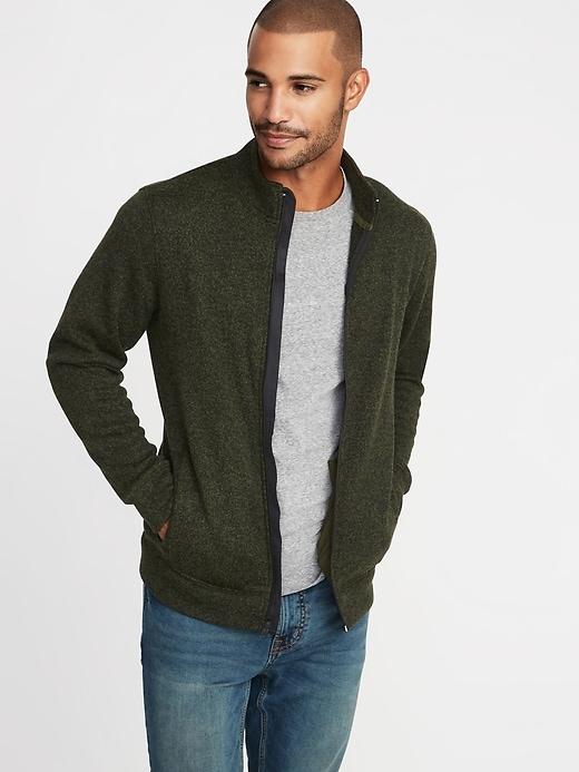 Old Navy Mens Mock-neck Sweater-knit Fleece Jacket For Men Matcha Green Size Xs