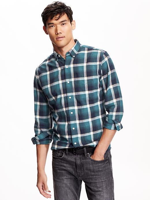 Old Navy Mens Slim Fit Plaid Flannel Shirt Size Xxl Big - Viridian