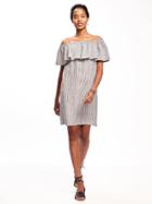 Old Navy Off The Shoulder Shift Dress For Women - White Stripe