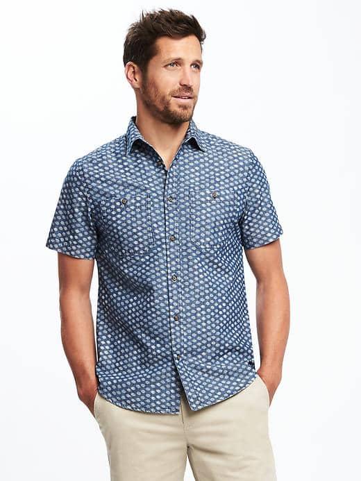 Old Navy Slim Fit Pocket Shirt For Men - Indigo