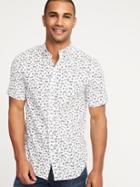 Old Navy Mens Slim-fit Built-in Flex Getaway Shirt For Men White Beach Print Size Xxl