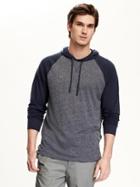 Old Navy Color Block Linen Blend Pullover Hoodie For Men - Indigo
