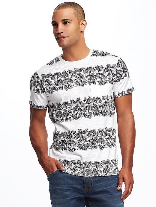Old Navy Slub Knit Pocket Tee For Men - White Eyelet