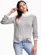 Old Navy Womens Cable Knit Sweater Size L Tall - Medium Gray