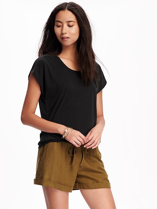 Old Navy Relaxed Sueded Tulip Sleeve Tee For Women - Black