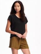 Old Navy Relaxed Sueded Tulip Sleeve Tee For Women - Black