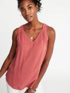 Old Navy Womens Relaxed Lightweight Sleeveless V-neck Top For Women Gooseberry Red Size M