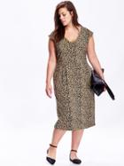 Old Navy Womens Plus Jersey Midi Dress Size 1x Plus - Cheetah