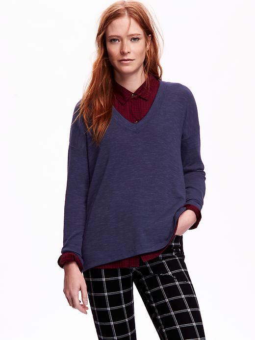 Old Navy Boxy V Neck Sweater Size L Tall - Lost At Sea Navy