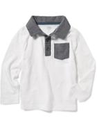 Old Navy Long Sleeve Pocket Polo - White