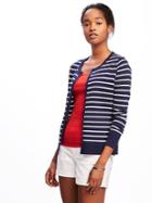 Old Navy Classic Button Front Striped Cardi For Women - Night Flight