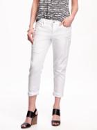 Old Navy Destructed Boyfriend Skinny Cropped Jeans For Women 24 - White Destruct