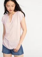Old Navy Womens Relaxed Split-neck Tee For Women Plum Tonic Size Xs