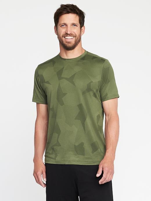 Old Navy Mens Go-dry Performance Stretch Tee For Men Olive Camouflage Size S