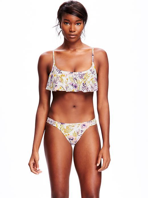 Old Navy Ruffle Overlay Bikini Top For Women - Neutral Floral