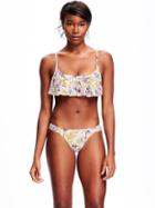 Old Navy Ruffle Overlay Bikini Top For Women - Neutral Floral