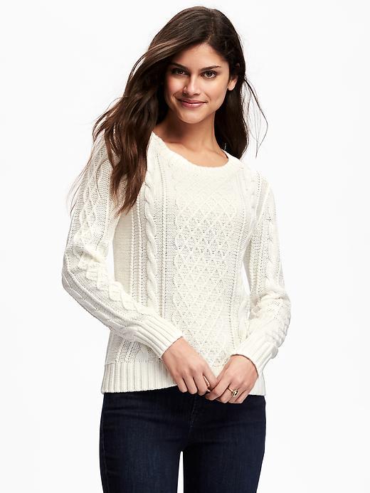 Old Navy Classic Cable Knit Pullover For Women - Cream