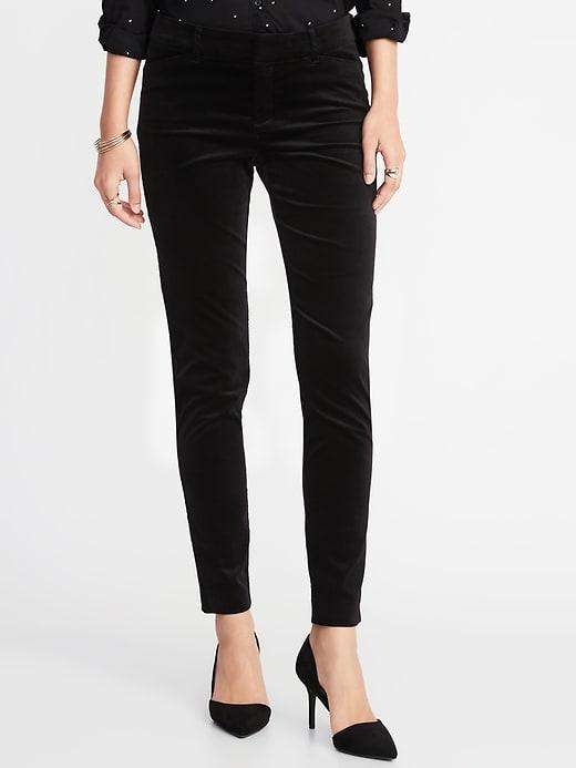 Old Navy Womens Mid-rise Pixie Full-length Velvet Pants For Women Black Size 0