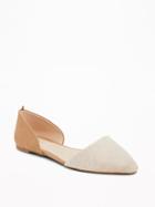 Old Navy Womens Linen/suede D';orsay Flats For Women Natural White Size 10