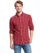 Old Navy Slim Fit Linen Blend Oxford Shirt For Men - Tobiko Orange