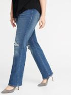 Old Navy Womens High-rise Plus-size Distressed Pull-on Boot-cut Jeans Medium Wash Size 26