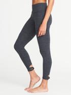 Old Navy Womens High-rise 7/8-length Knotted-hem Yoga Leggings For Women Carbon Size L