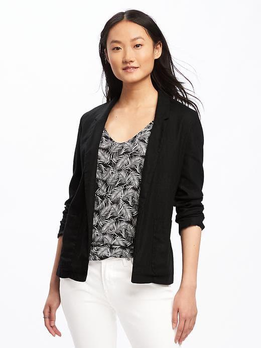 Old Navy Linen Blend Blazer For Women - Black