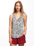Old Navy Relaxed Cutout Back Blouse For Women - Black And White Floral
