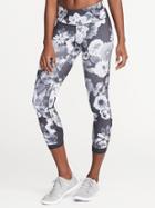 Old Navy Womens Mid-rise Mesh-trim Compression Crops For Women Neutral Floral Size Xxl