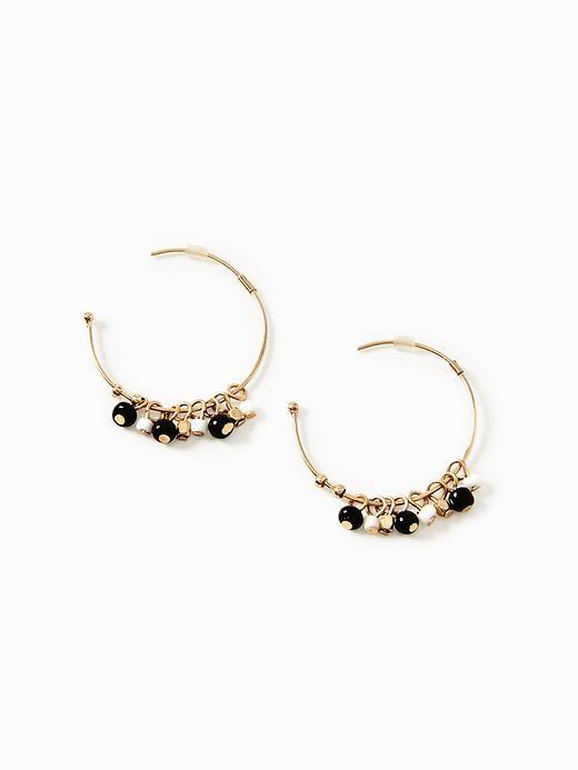 Old Navy Beaded Cluster Hoop Earrings For Women - Black