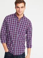 Old Navy Mens Regular-fit Built-in Flex Everyday Shirt For Men Purple Plaid Size Xl