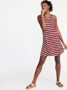 Old Navy Womens Jersey-knit Sleeveless Swing Dress For Women Maroon Stripe Size L