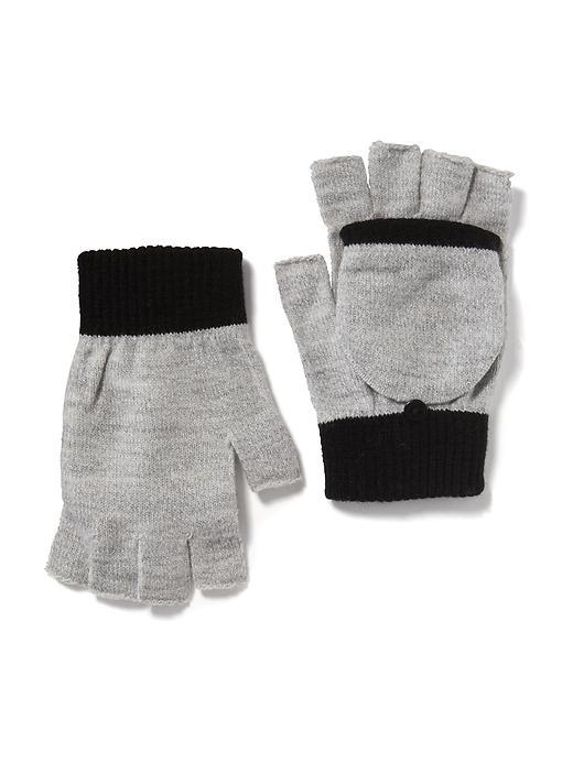 Old Navy Patterned Convertible Mittens Size One Size - Grey Marl