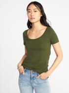 Old Navy Womens Slim-fit Scoop-neck Tee For Women Matcha Green Size L