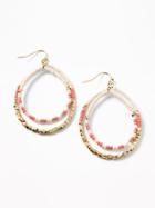 Old Navy Womens Beaded Tiered-hoop Earrings For Women Pink Multi Size One Size