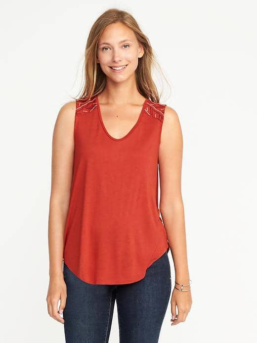 Old Navy Relaxed Embroidered Top For Women - Deep Rose