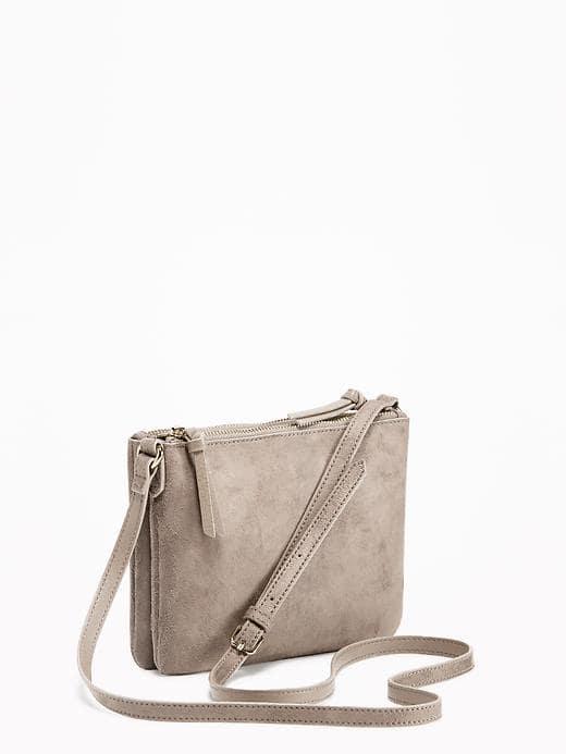 Old Navy Sueded Dual Zip Crossbody Bag For Women - Sidewalk Ends