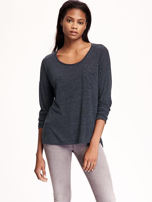 Old Navy Linen Blend Boyfriend Tee For Women - Blue Mood
