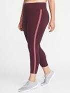 Old Navy Womens High-rise Side-stripe Plus-size 7/8-length Yoga Leggings Dark Purple Size 1x