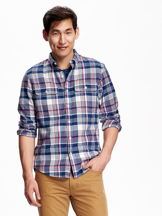 Old Navy Mens Slim Fit Plaid Flannel Shirt Size Xxl Big - Sapphire Isle