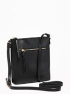 Old Navy Faux Leather Cross Body Bag For Women - Black