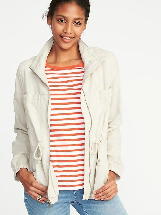 Old Navy Womens Linen-blend Field Jacket For Women Wish Bone Size L