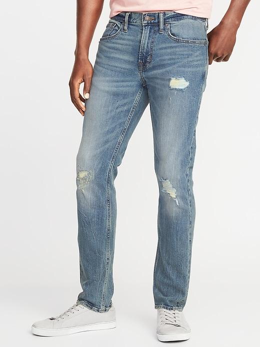 Old Navy Mens Slim Built-in Flex Distressed Jeans For Men Medium Authentic Size 32w