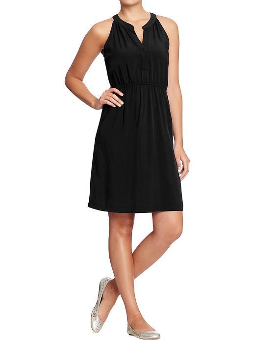 Old Navy Womens Split Neck Sleeveless Dresses - Black