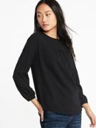 Old Navy Womens Relaxed Shirred-yoke Top For Women Black Size S