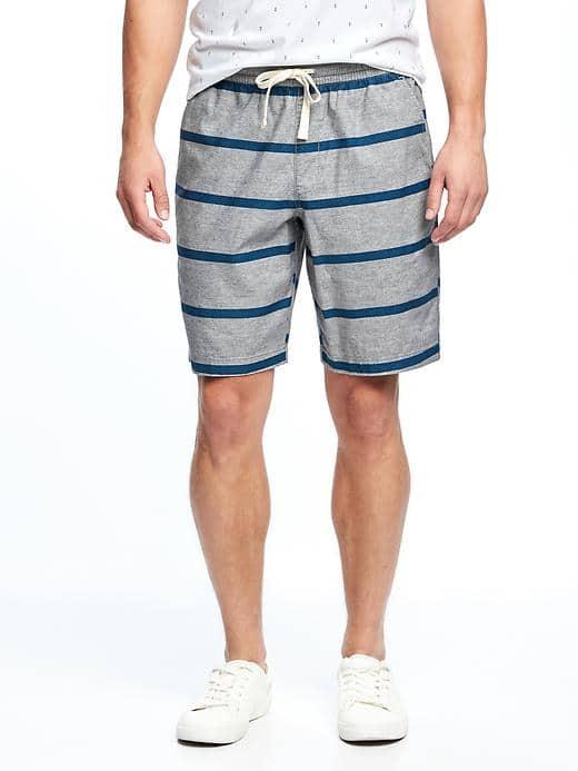 Old Navy Striped Twill Drawstring Shorts For Men 9 - Heather Gray Stripe