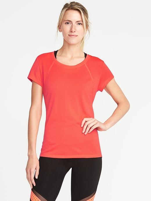 Old Navy Womens Semi-fitted Mesh Running Tee For Women Red It Neon Size S