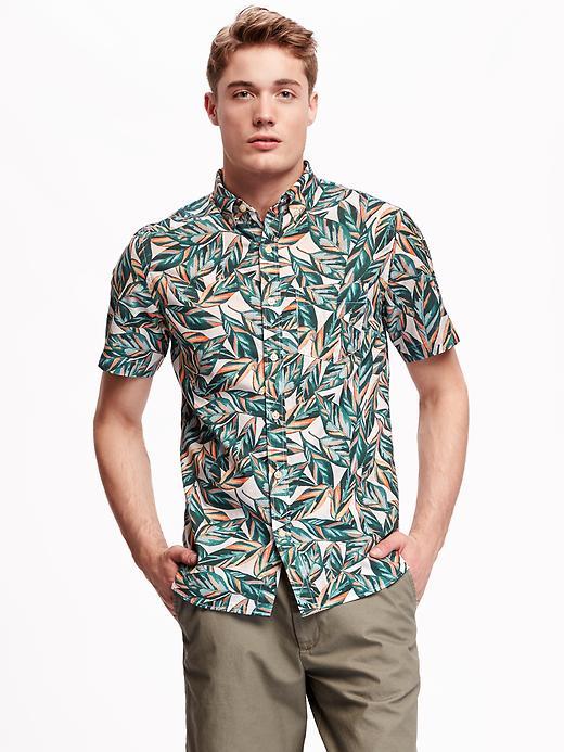 Old Navy Printed Slim Fit Poplin Shirt For Men - Infatuation
