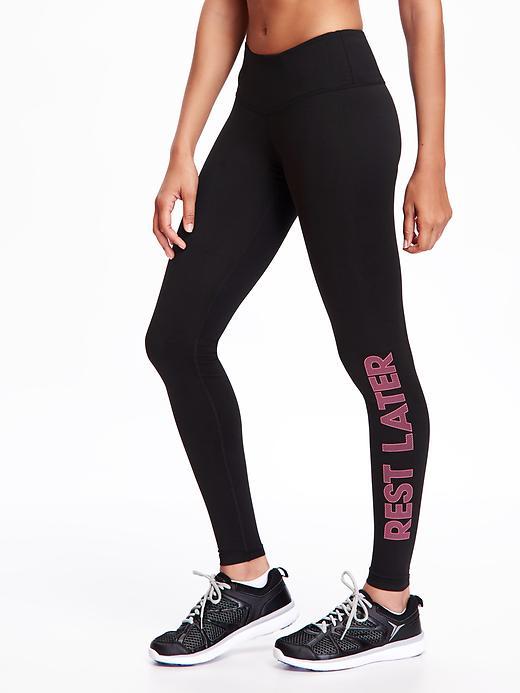 Old Navy Go Dry Mid Rise Compression Legging For Women - Black Jack Print