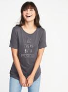 Old Navy Womens Relaxed Graphic Crew-neck Tee For Women Be There In A Prosecco Size Xxl